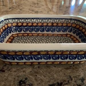 Polish Pottery loaf pan with lip